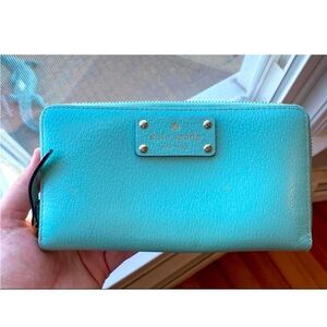 Preowned Kate Spade Aqua blue Wallet/card holder in good condition